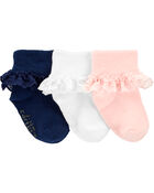3-Pack Lace Cuff Socks, image 1 of 2 slides