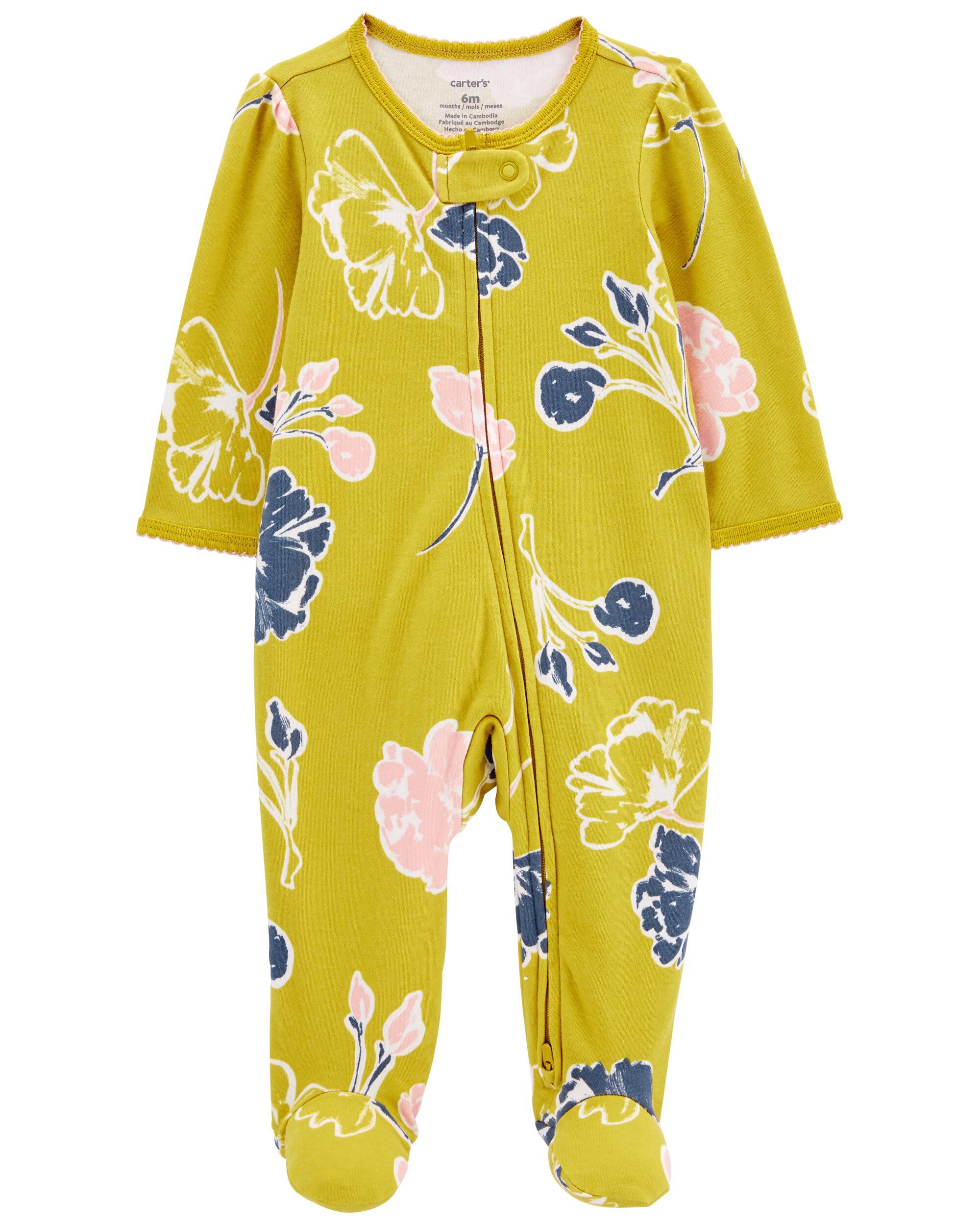 Multi Baby Floral 2 Way Zip Cotton Sleep Play Pajamas skiphop