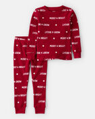 Toddler Merry & Bright Christmas Cotton Long-Sleeve 2-Piece Pajamas - Red, image 1 of 3 slides