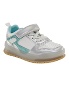 Toddler Light Up Metallic Sneakers - Silver/Aqua, image 1 of 8 slides