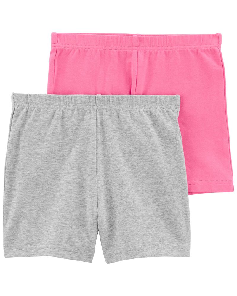 Kid 2-Pack Pink/Grey Bike Shorts, image 1 of 1 slides