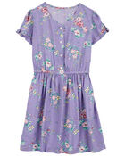Kid LENZING™ ECOVERO™ Button-Front Vintage Floral Dress, image 1 of 5 slides