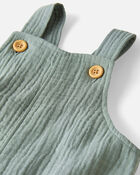 Baby Organic Cotton Gauze Shortalls in Green, image 3 of 6 slides
