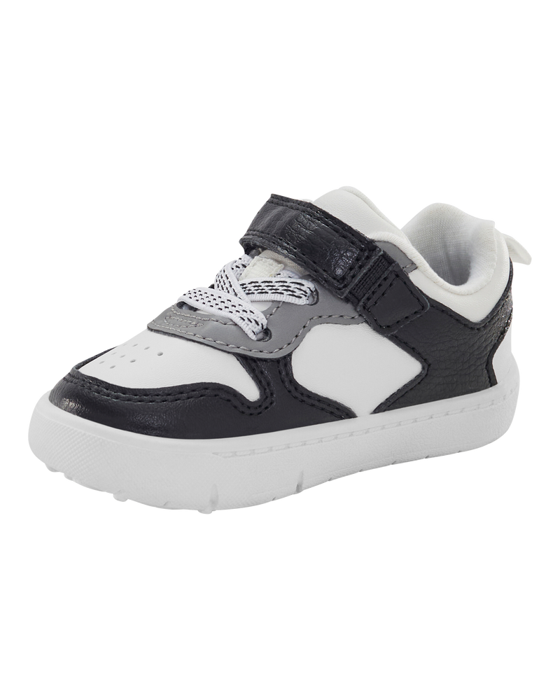 Baby Every Step® First Walker Faux Leather Fashion Sneakers - White/Black, image 7 of 7 slides