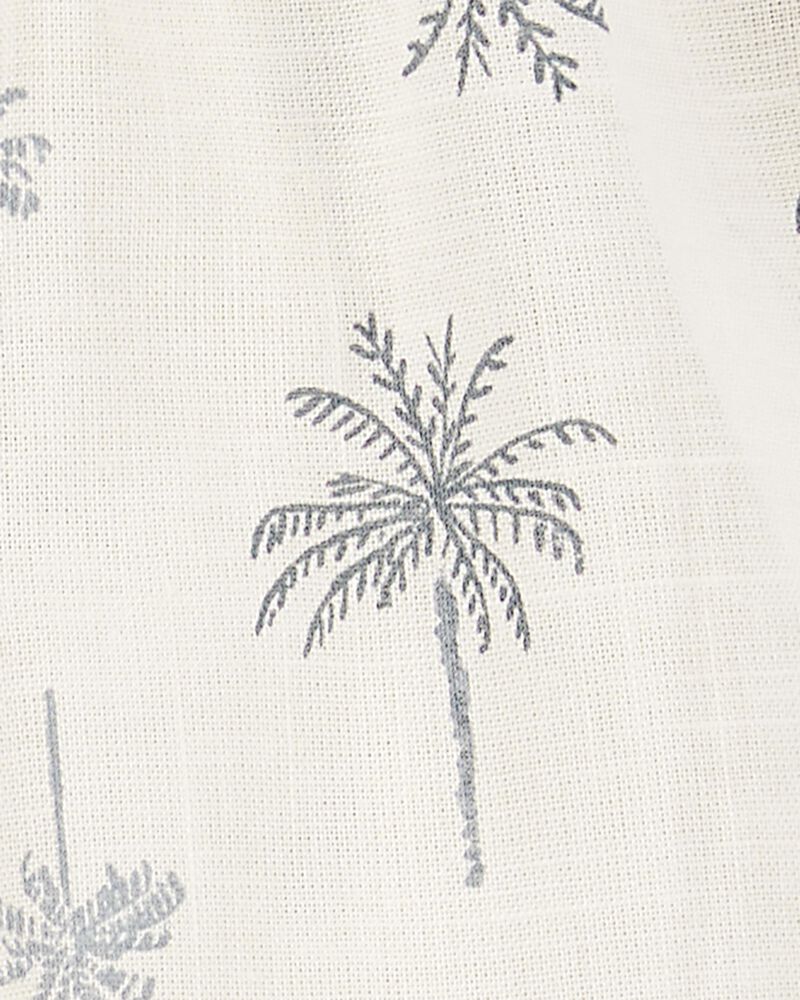 Baby Girl Palm Tree Cotton Romper - Ivory, image 3 of 4 slides