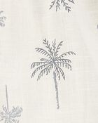 Baby Girl Palm Tree Cotton Romper - Ivory, image 3 of 4 slides