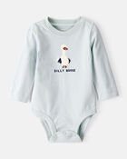 Baby Silly Goose Cotton Long-Sleeve Graphic Bodysuit - Blue, image 1 of 3 slides