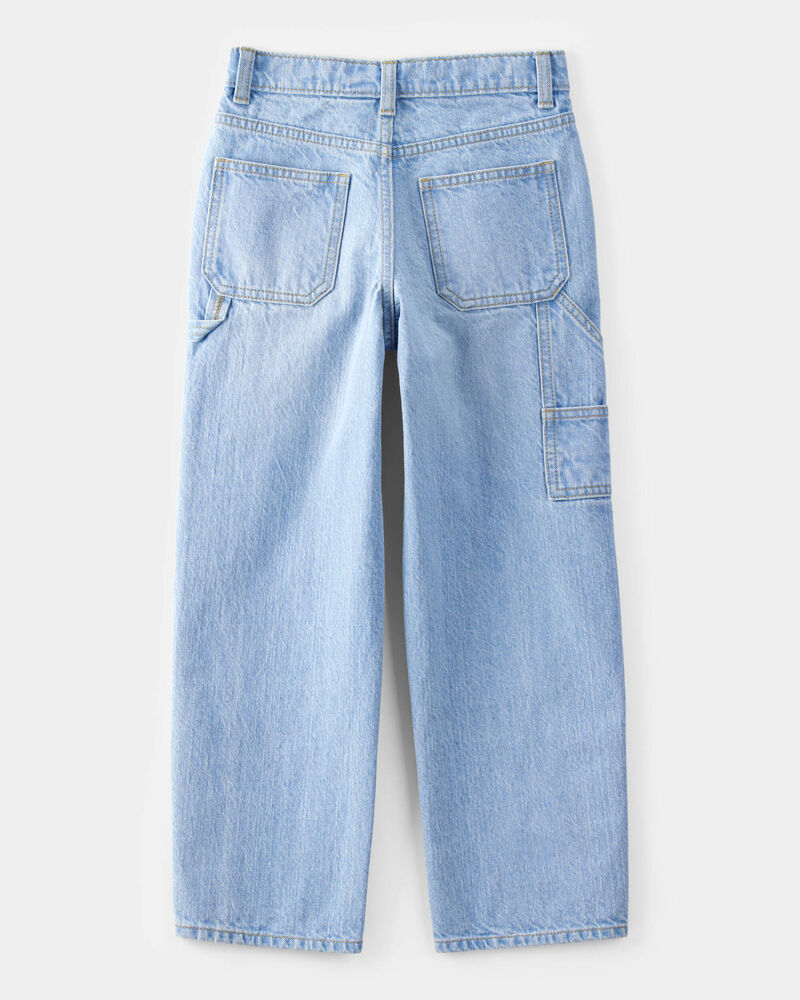 Kid Baggy Iconic Denim Cargo Pants - Faded Wash, image 2 of 4 slides