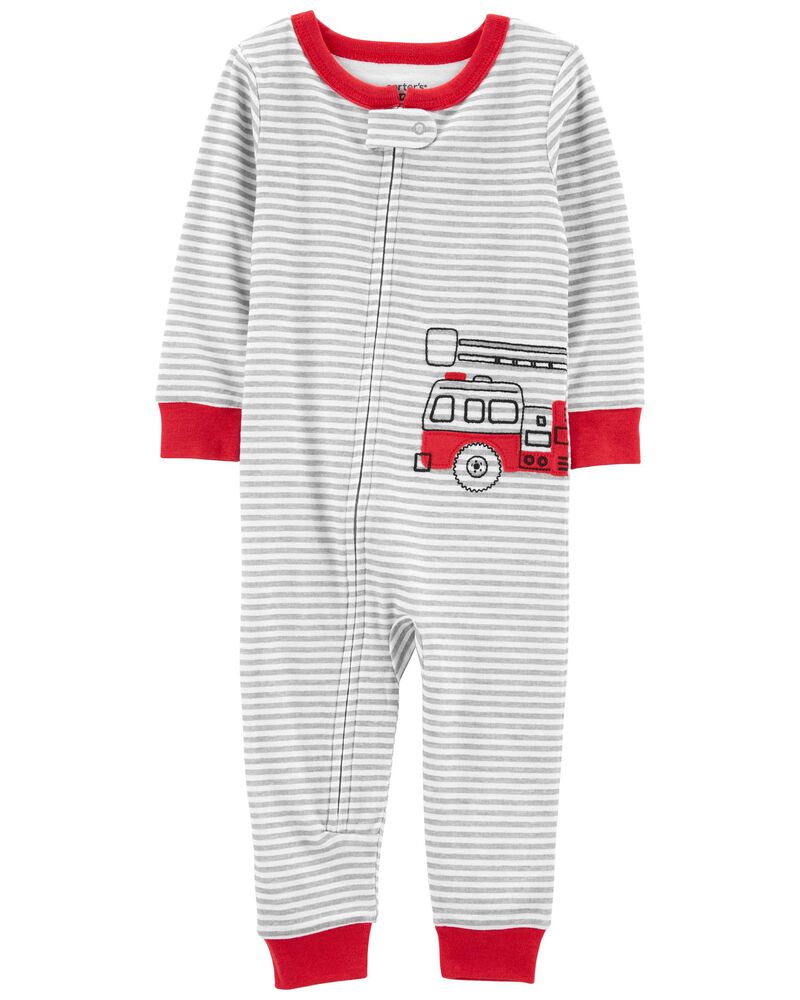 Baby 1-Piece Firetruck 100% Snug Fit Cotton Footless Pajamas, image 1 of 4 slides