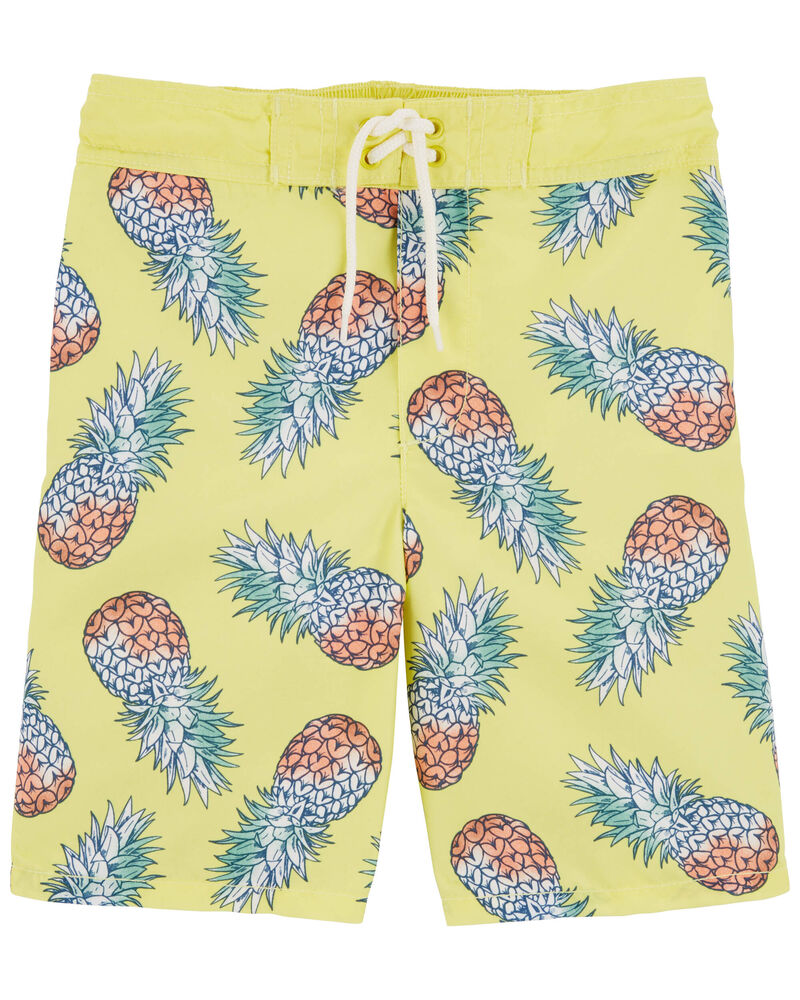 Kid Pineapple Print Swim Trunks, image 1 of 1 slides