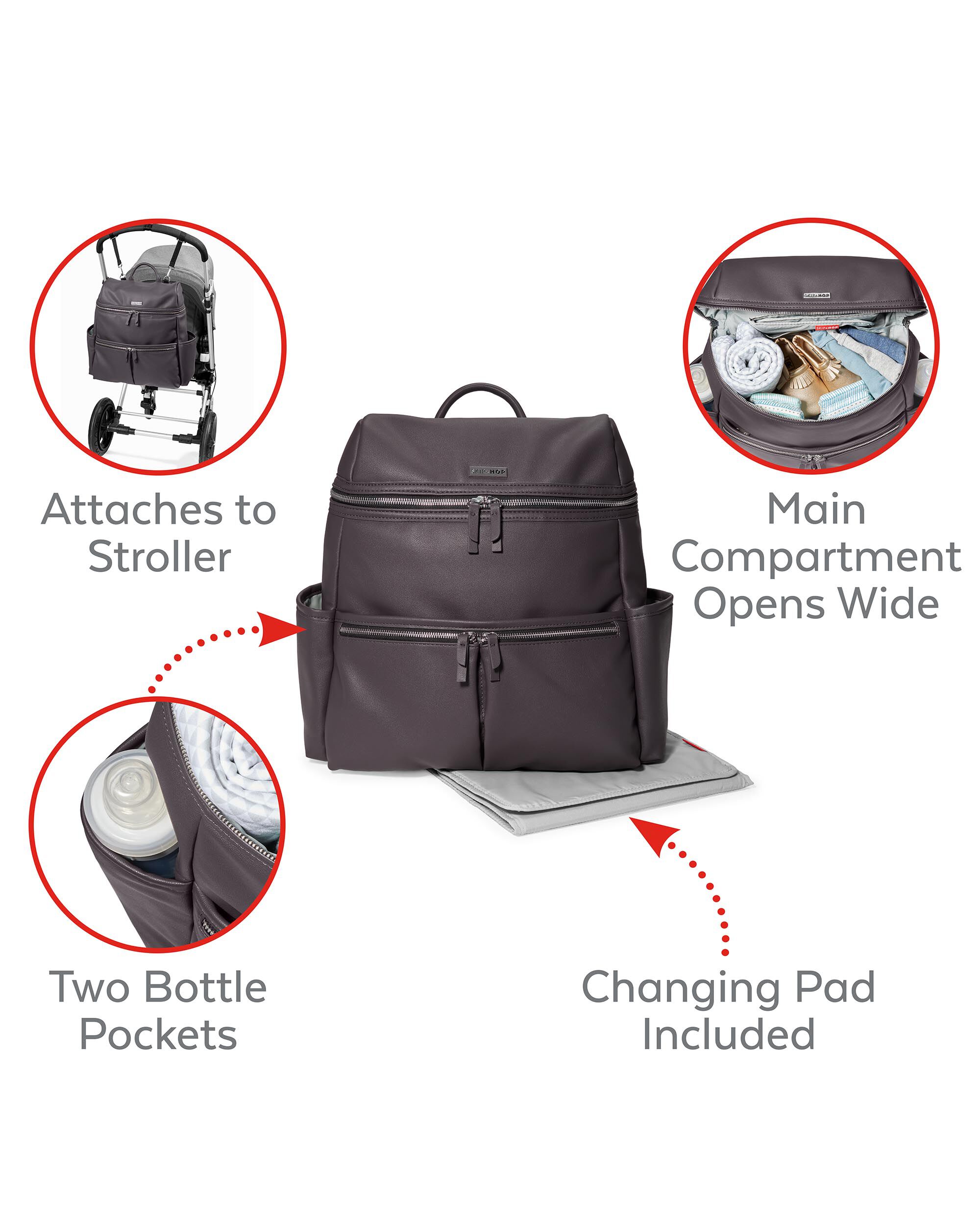 skip hop diaper bag leather