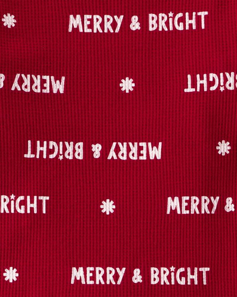 Toddler Merry & Bright Christmas Cotton Long-Sleeve 2-Piece Pajamas - Red, image 2 of 3 slides