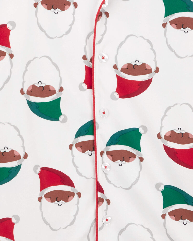 Adult 2-Piece Santa Fleece Coat Style Pajamas, image 3 of 4 slides