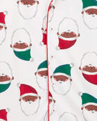 Adult 2-Piece Santa Fleece Coat Style Pajamas, image 3 of 4 slides