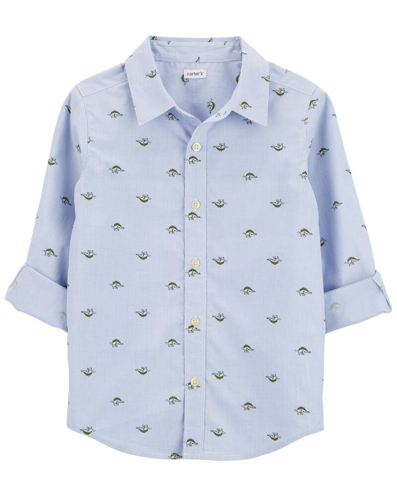 Kid Dinosaur Button-Front Shirt, image 2 of 4 slides