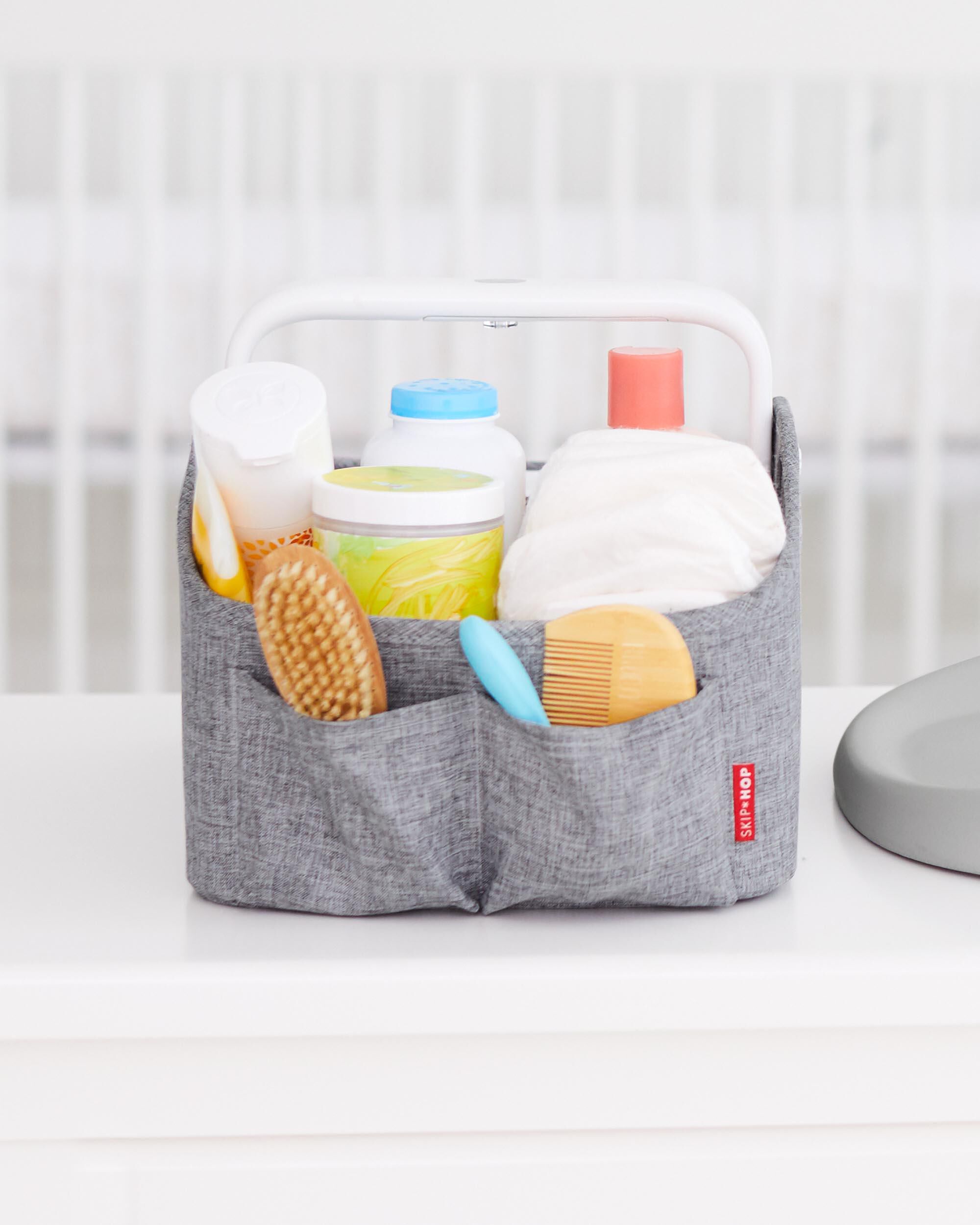 Nursery Style Light-Up Diaper Caddy - Heather Grey, image 6 of 9 slides