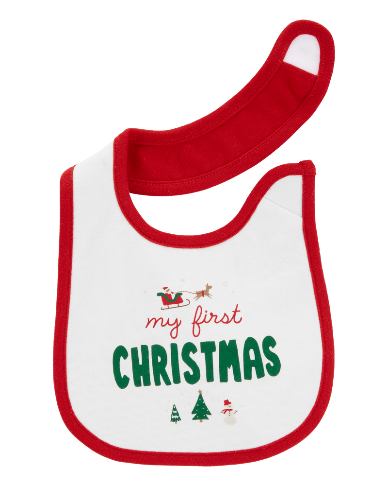 Baby My First Christmas Teething Bib, image 2 of 3 slides