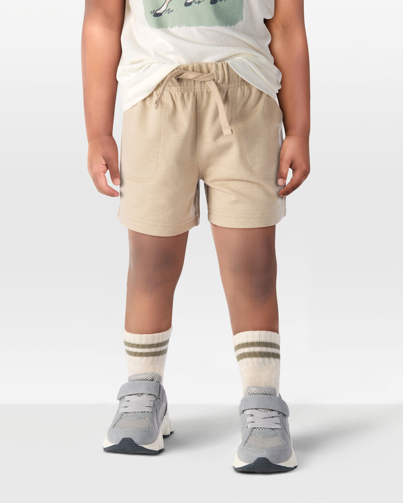 Toddler Boy Pull-On French Terry Shorts - Khaki, image 2 of 6 slides