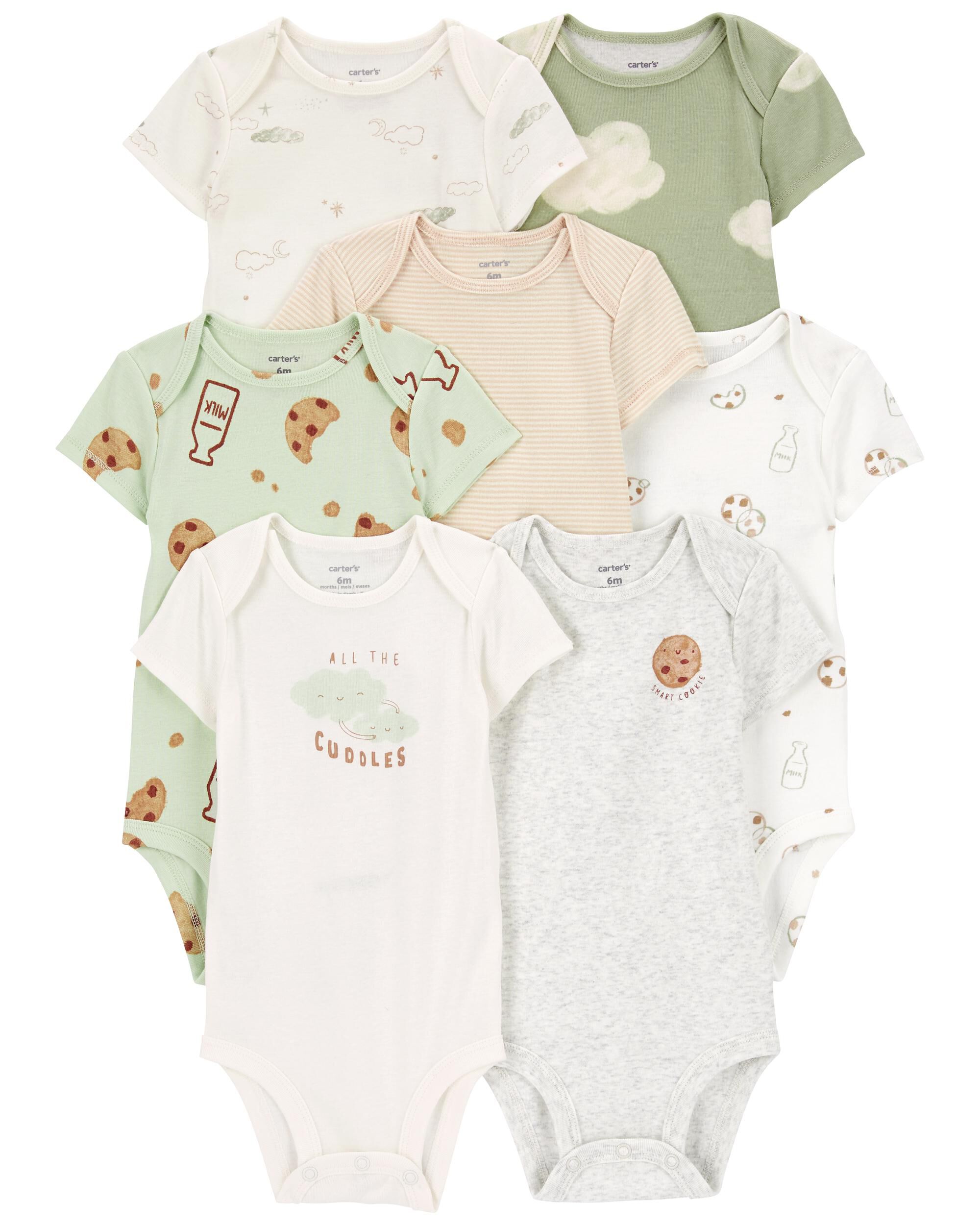 Baby 7 Pack Milk Cookies Short Sleeve Bodysuits