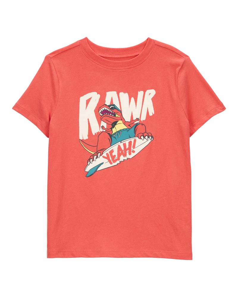 Kid Dinosaur Skateboard Graphic Tee - Orange, image 1 of 3 slides