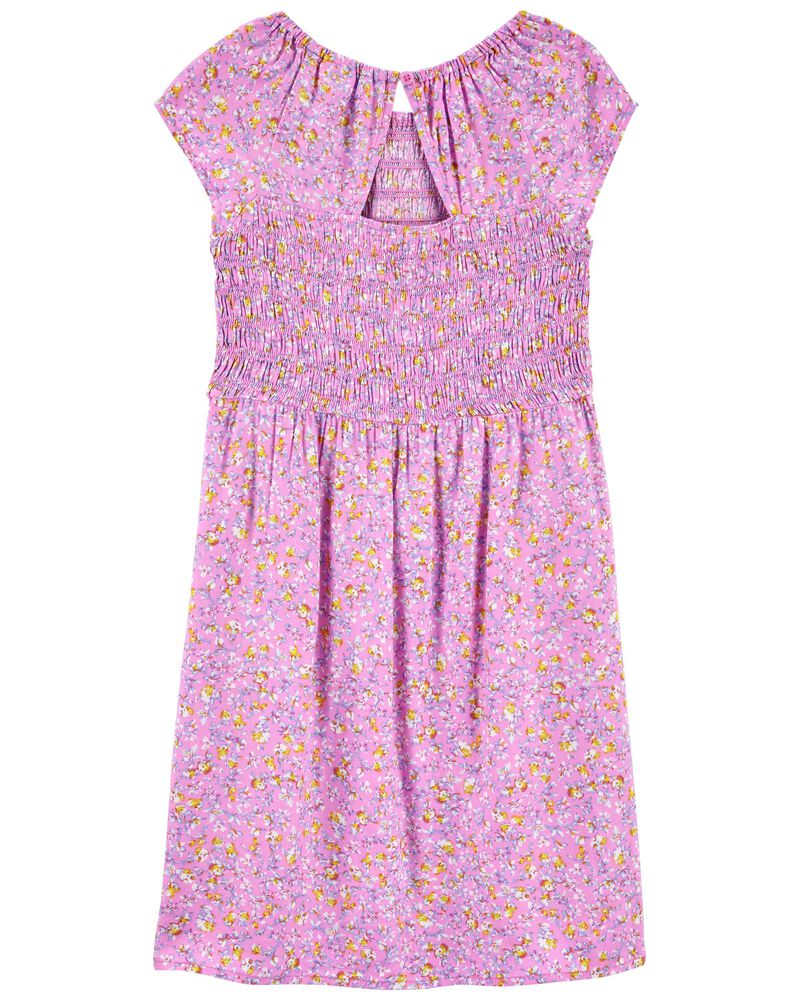 Kid Floral Print Smocked Dress, image 2 of 4 slides