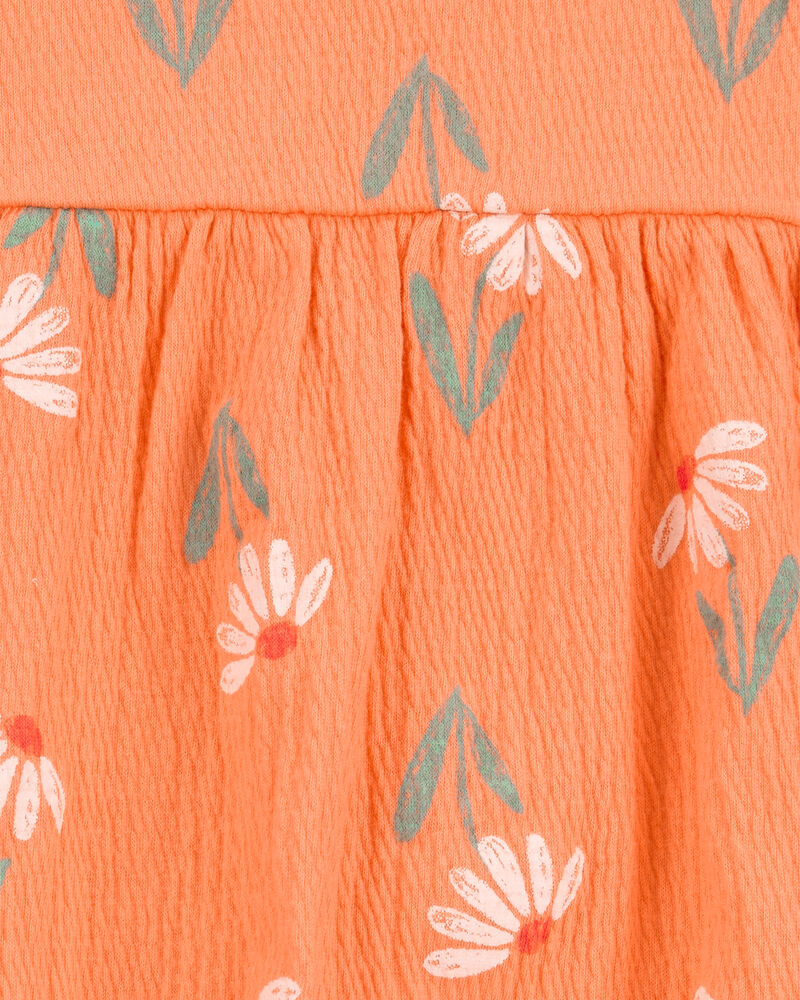 Baby Girl Floral Tank Romper - Orange, image 3 of 4 slides