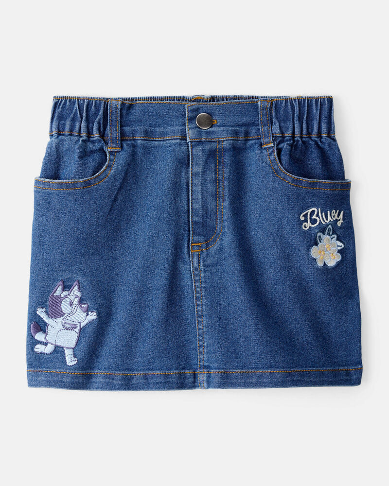 Toddler Bluey Embroidered Denim Skirt - Blue, image 1 of 4 slides
