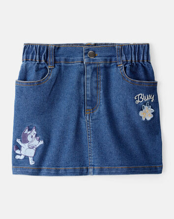 Toddler Bluey Embroidered Denim Skirt - Blue, 