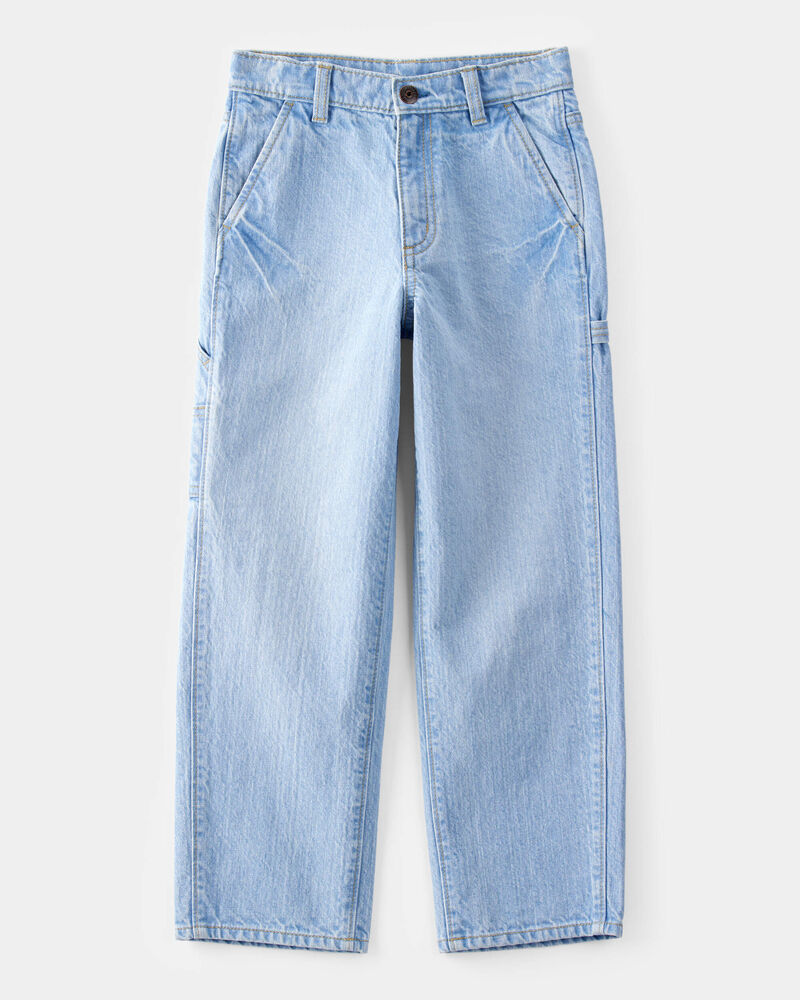 Kid Baggy Iconic Denim Cargo Pants - Faded Wash, image 1 of 4 slides