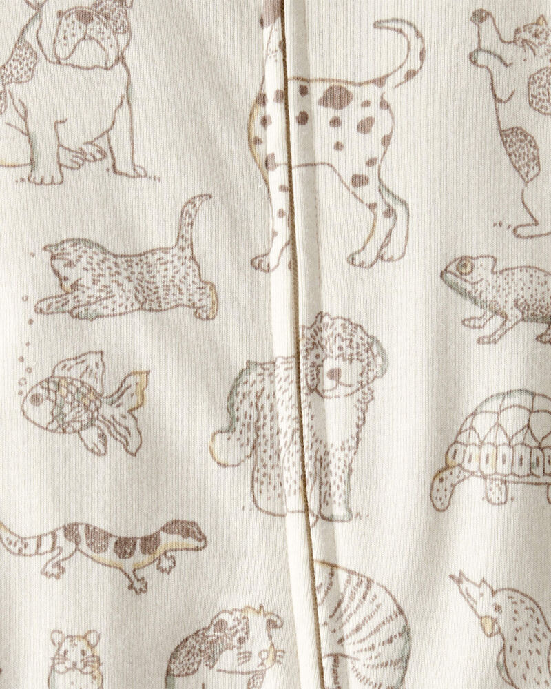 Baby Organic Cotton Animal-Print Sleep & Play Pajamas, image 3 of 4 slides