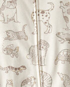 Baby Organic Cotton Animal-Print Sleep & Play Pajamas, image 3 of 4 slides