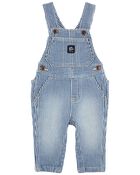 Baby Knit-Like Denim Hickory Stripe Overalls, image 1 of 4 slides