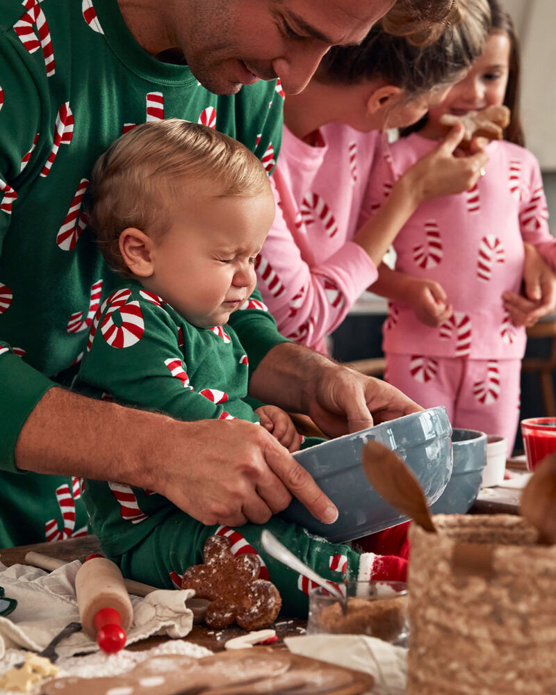 Adult 2-Piece Christmas Candy Cane 100% Snug Fit Cotton Pajamas, image 3 of 4 slides