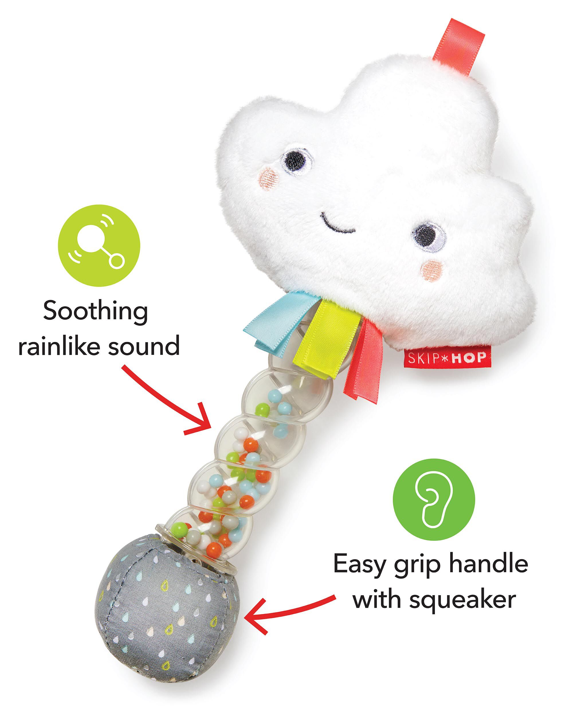 Silver Lining Cloud Rainstick Rattle, image 3 of 7 slides