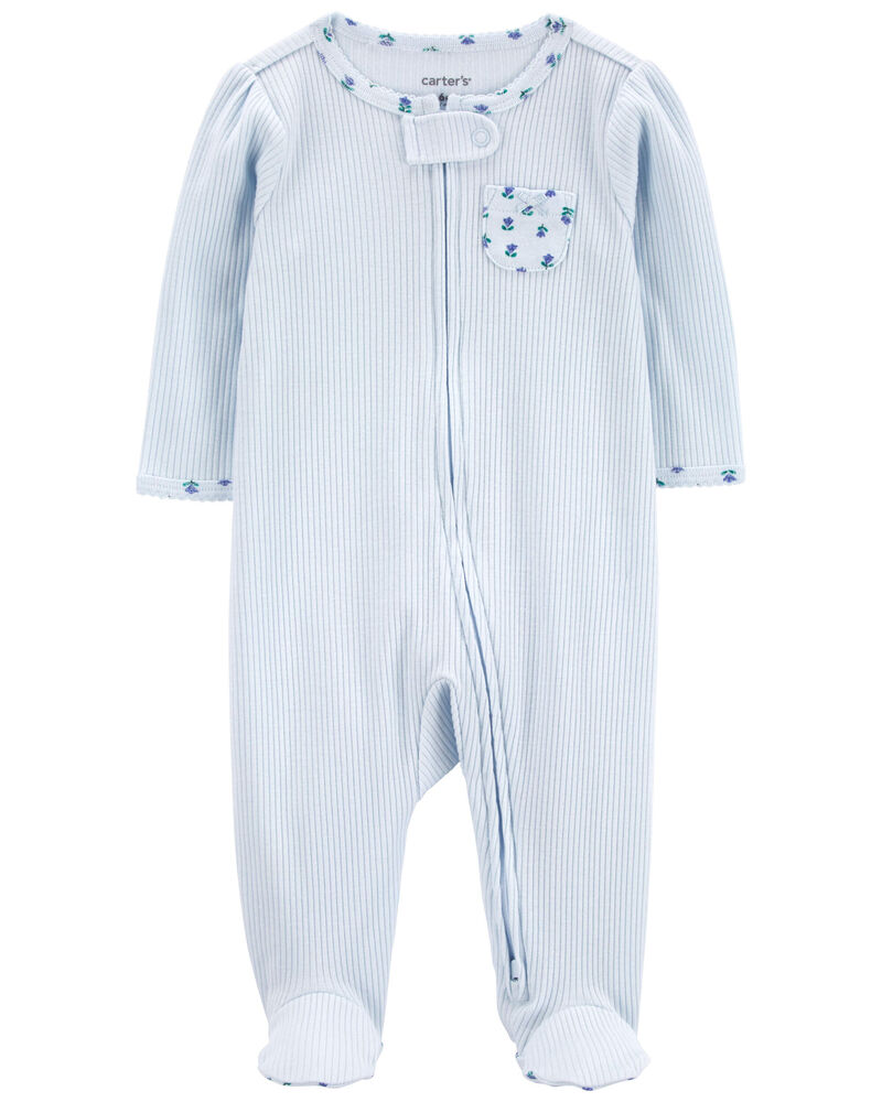 Baby Floral 2-Way Zip Thermal Sleep & Play Pajamas, image 1 of 4 slides