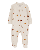 Baby Thanksgiving Zip-Up Thermal Footie Sleep & Play Pajamas, image 1 of 4 slides