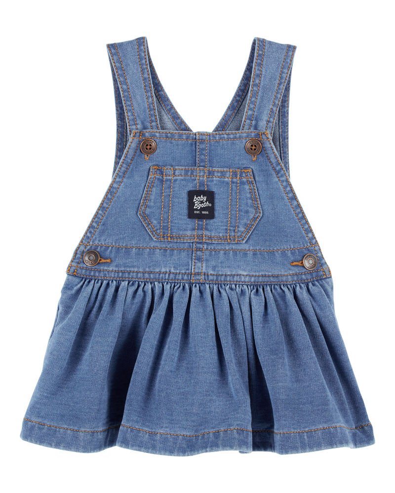Baby Knit-Like Denim Jumper Dress, image 1 of 3 slides