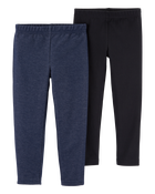Baby 2-Pack Navy & Black Cotton Stretch Leggings, image 1 of 3 slides