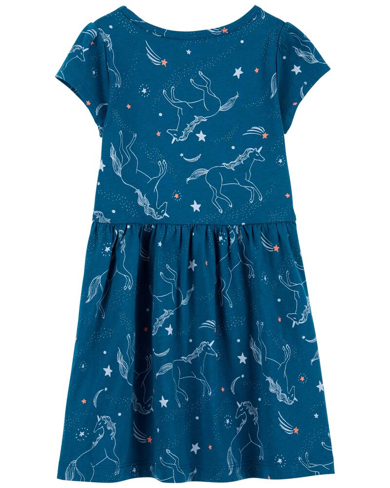 Toddler Unicorn Jersey Dress, image 2 of 3 slides