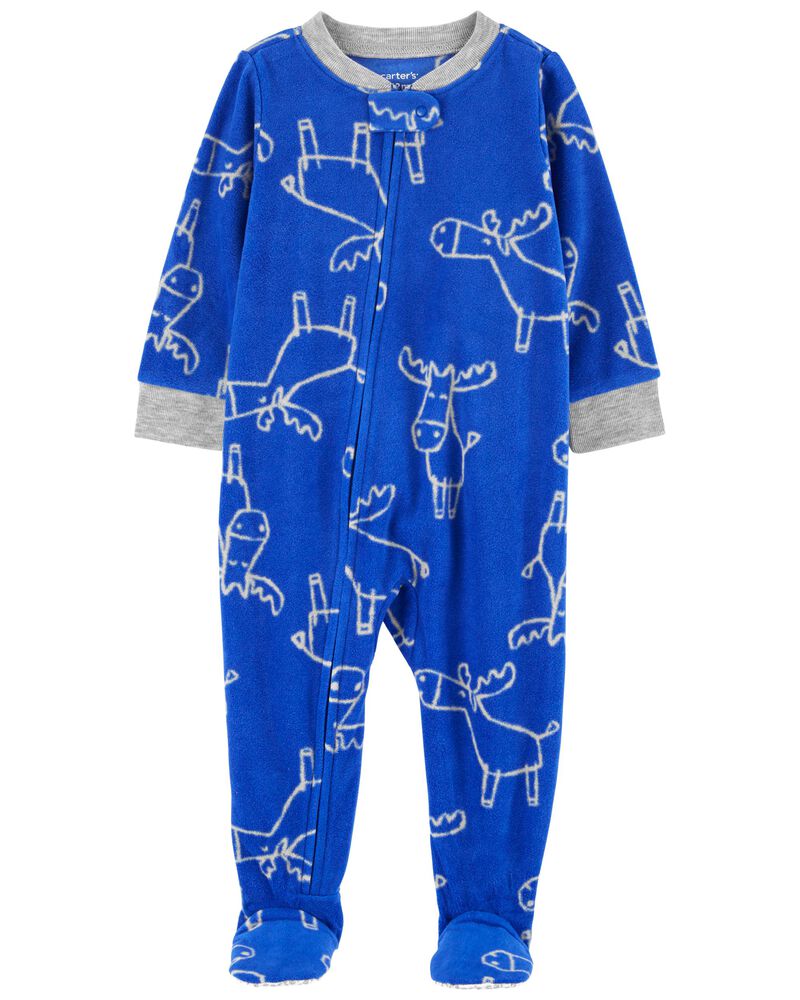 Baby 1-Piece Moose Fleece Footie Pajamas, image 1 of 4 slides