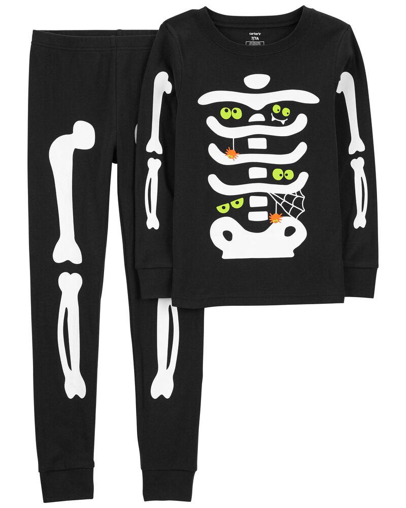 Kid 2-Piece Glow Skeleton 100% Snug Fit Cotton Pajamas, image 1 of 4 slides