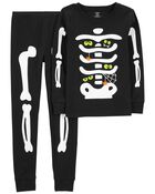 Kid 2-Piece Glow Skeleton 100% Snug Fit Cotton Pajamas, image 1 of 4 slides