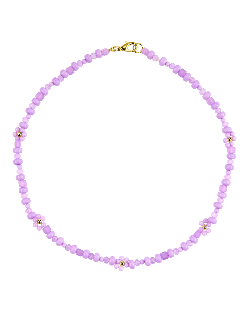 Kid 1-Piece Beaded Flower Necklace - Purple, image 1 of 1 slides