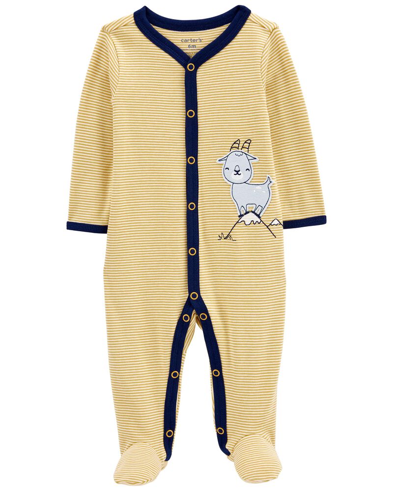 Baby Goat Snap-Up Cotton Sleep & Play Pajamas, image 1 of 3 slides