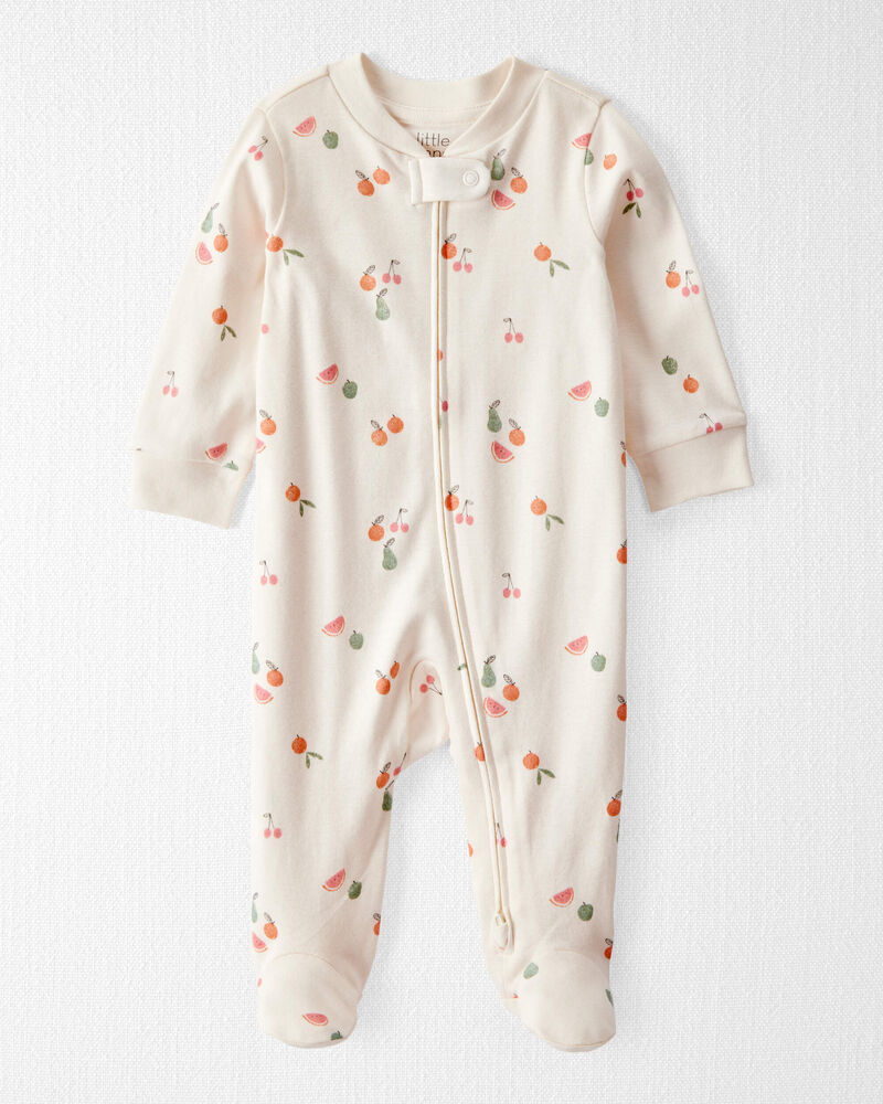 Baby Organic Cotton Fruit-Print Sleep & Play Pajamas, image 1 of 4 slides