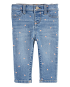 Baby Heart Print Pull-On Denim Pants, image 1 of 4 slides