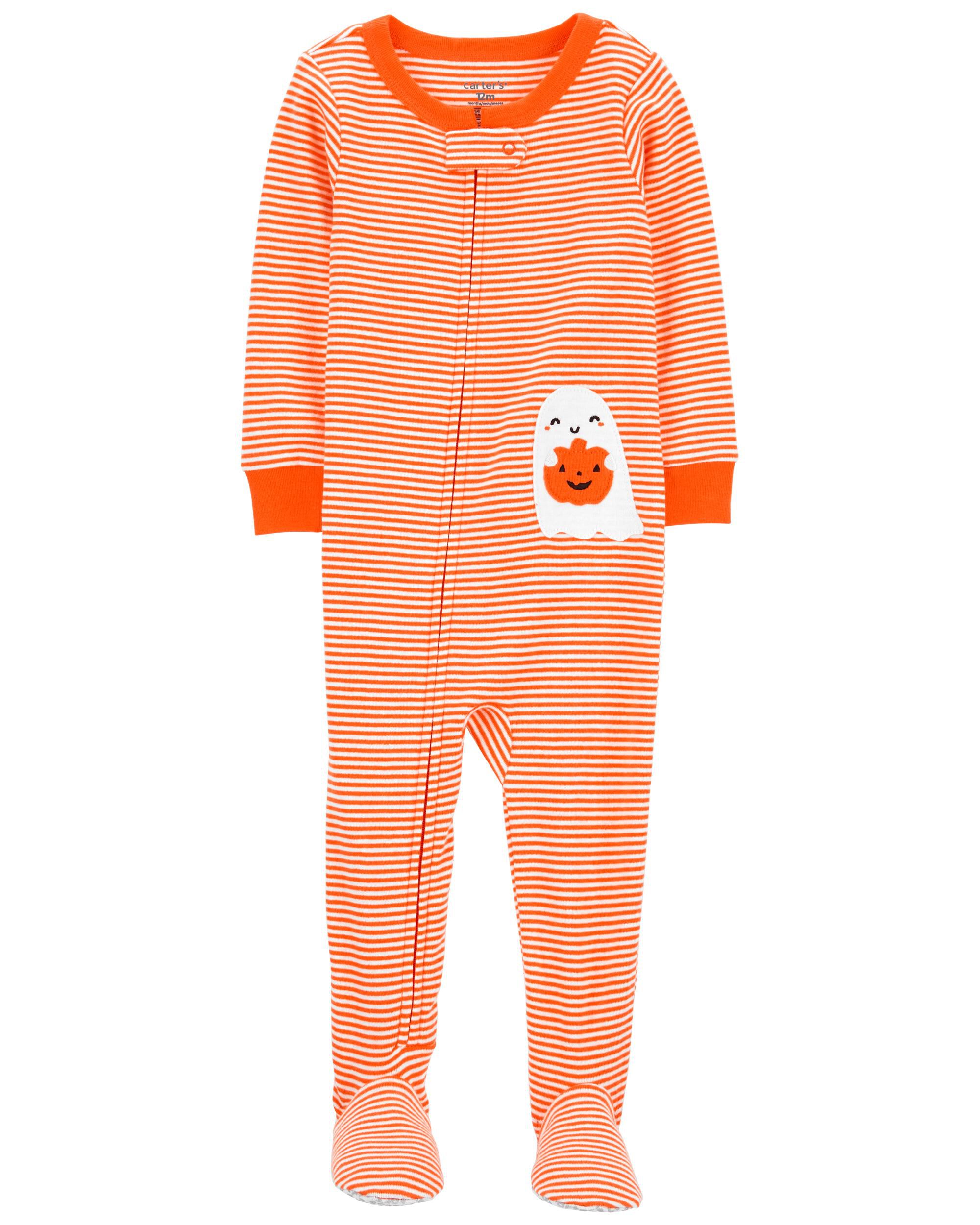 Orange footie pajamas clearance