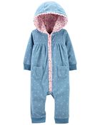 Fox Zip-Up Fleece Jumpsuit, image 1 of 3 slides