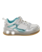 Toddler Light Up Metallic Sneakers - Silver/Aqua, image 2 of 8 slides