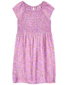 Kid Floral Print Smocked Dress, image 1 of 4 slides